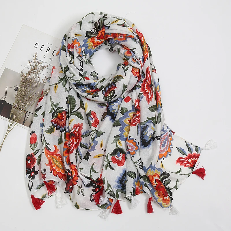Hotsale Tassel Scarf Women Shawl Viscose Cotton Scarf Hijab Wraps 2024 Popular Muslim Hijabs Turban Headband Lady Soft Scarf