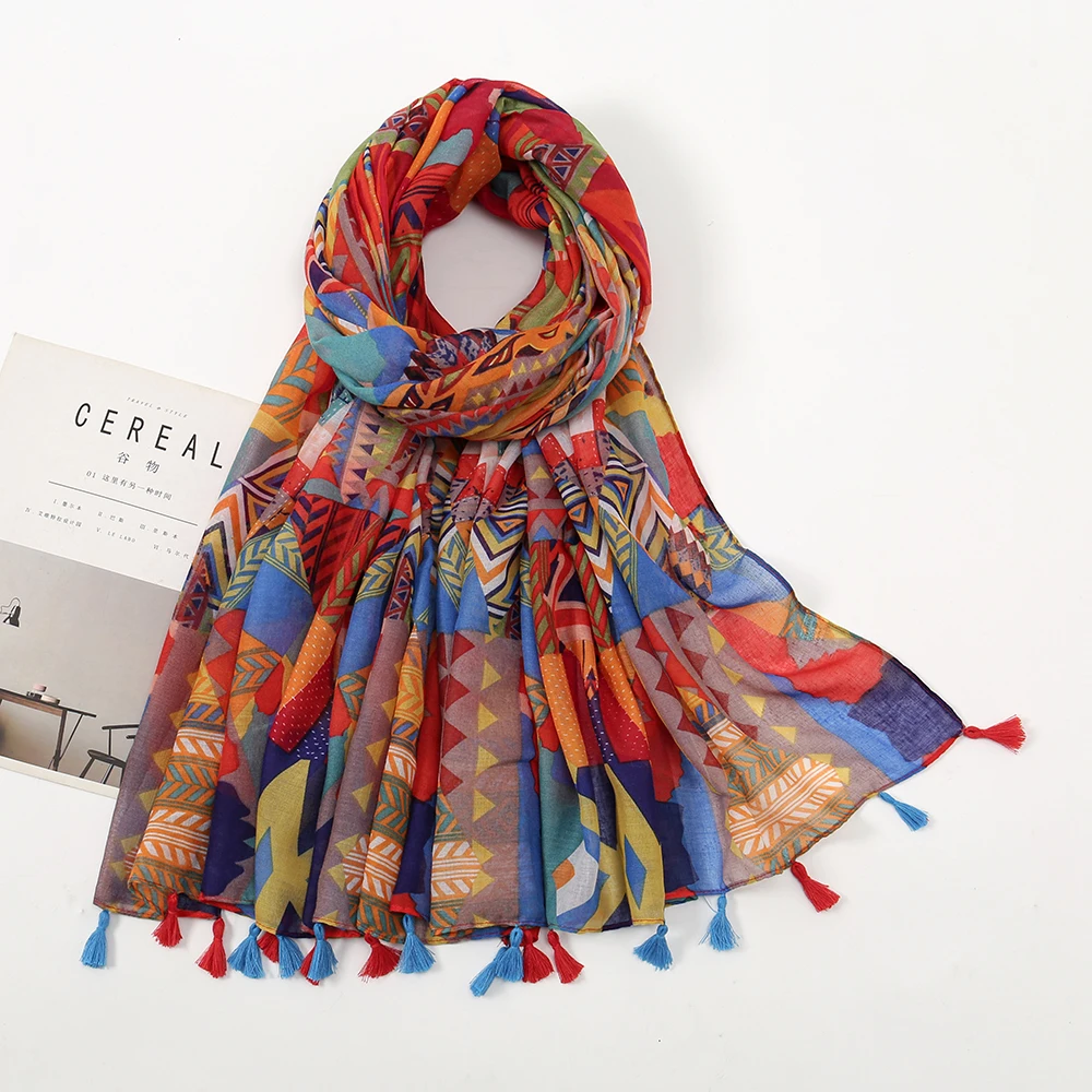 Hotsale Tassel Scarf Women Shawl Viscose Cotton Scarf Hijab Wraps 2024 Popular Muslim Hijabs Turban Headband Lady Soft Scarf
