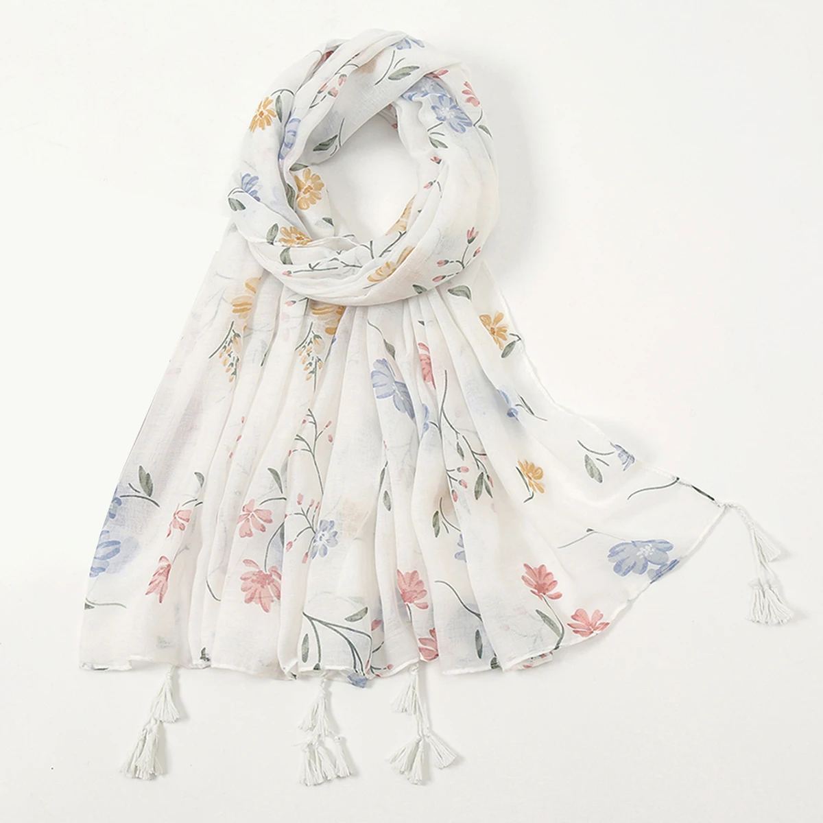 Hotsale Tassel Scarf Women Shawl Viscose Cotton Scarf Hijab Wraps 2024 Popular Muslim Hijabs Turban Headband Lady Soft Scarf