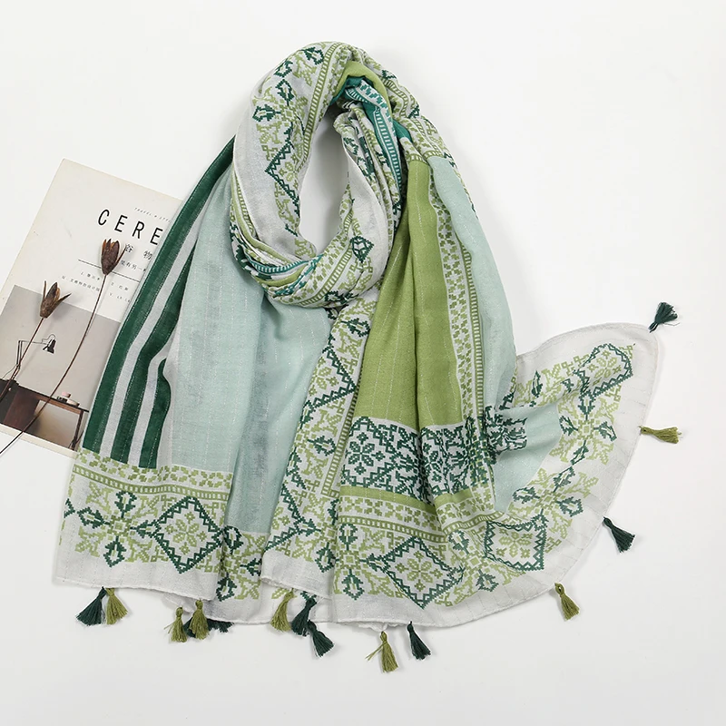 Hotsale Tassel Scarf Women Shawl Viscose Cotton Scarf Hijab Wraps 2024 Popular Muslim Hijabs Turban Headband Lady Soft Scarf