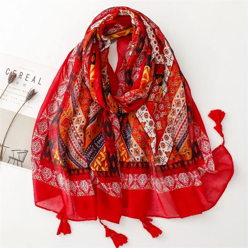 Hotsale Tassel Scarf Women Shawl Viscose Cotton Scarf Hijab Wraps 2024 Popular Muslim Hijabs Turban Headband Lady Soft Scarf