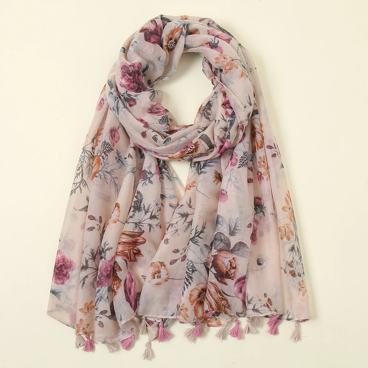 Hotsale Tassel Scarf Women Shawl Viscose Cotton Scarf Hijab Wraps 2024 Popular Muslim Hijabs Turban Headband Lady Soft Scarf