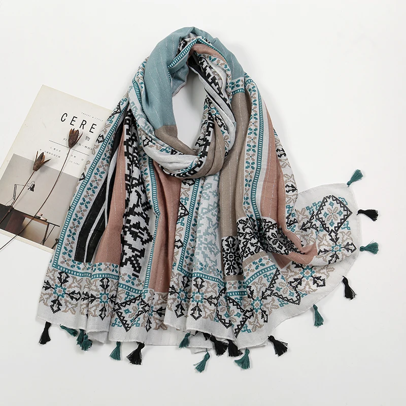 Hotsale Tassel Scarf Women Shawl Viscose Cotton Scarf Hijab Wraps 2024 Popular Muslim Hijabs Turban Headband Lady Soft Scarf