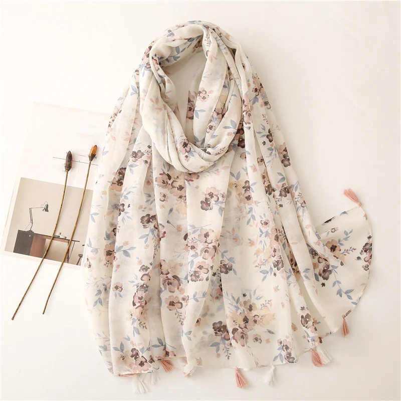 Hotsale Tassel Scarf Women Shawl Viscose Cotton Scarf Hijab Wraps 2024 Popular Muslim Hijabs Turban Headband Lady Soft Scarf