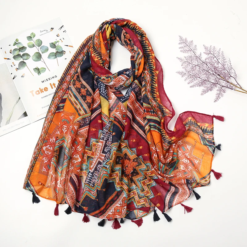 Hotsale Tassel Scarf Women Shawl Viscose Cotton Scarf Hijab Wraps 2024 Popular Muslim Hijabs Turban Headband Lady Soft Scarf