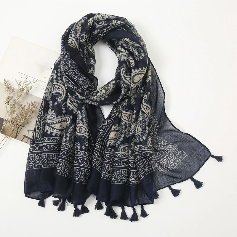 Hotsale Tassel Scarf Women Shawl Viscose Cotton Scarf Hijab Wraps 2024 Popular Muslim Hijabs Turban Headband Lady Soft Scarf