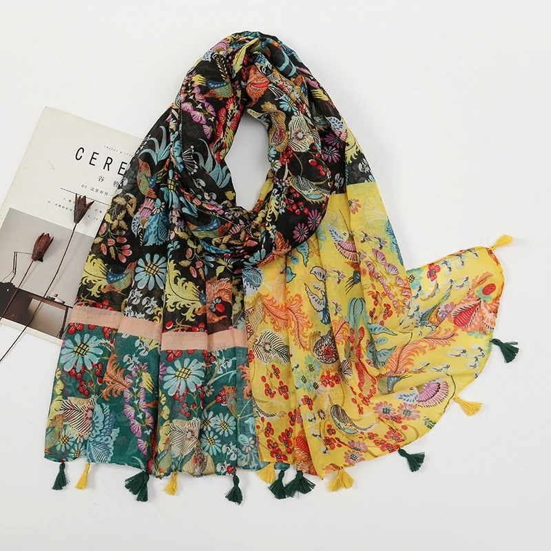 Hotsale Tassel Scarf Women Shawl Viscose Cotton Scarf Hijab Wraps 2024 Popular Muslim Hijabs Turban Headband Lady Soft Scarf