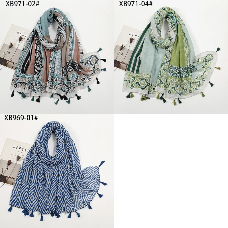 Hotsale Tassel Scarf Women Shawl Viscose Cotton Scarf Hijab Wraps 2024 Popular Muslim Hijabs Turban Headband Lady Soft Scarf