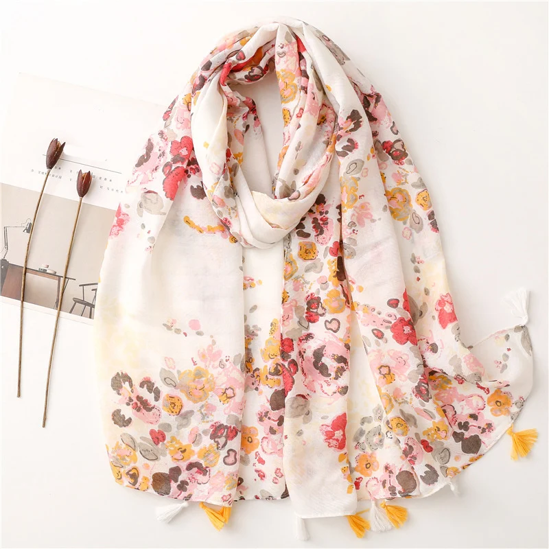 Hotsale Tassel Scarf Women Shawl Viscose Cotton Scarf Hijab Wraps 2024 Popular Muslim Hijabs Turban Headband Lady Soft Scarf