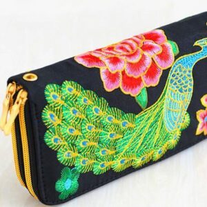 Embroidered Peackock Wallets
